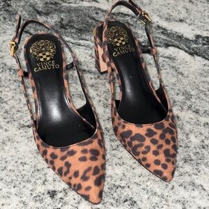 Vince Camuto Brown Leopard Print Heels
